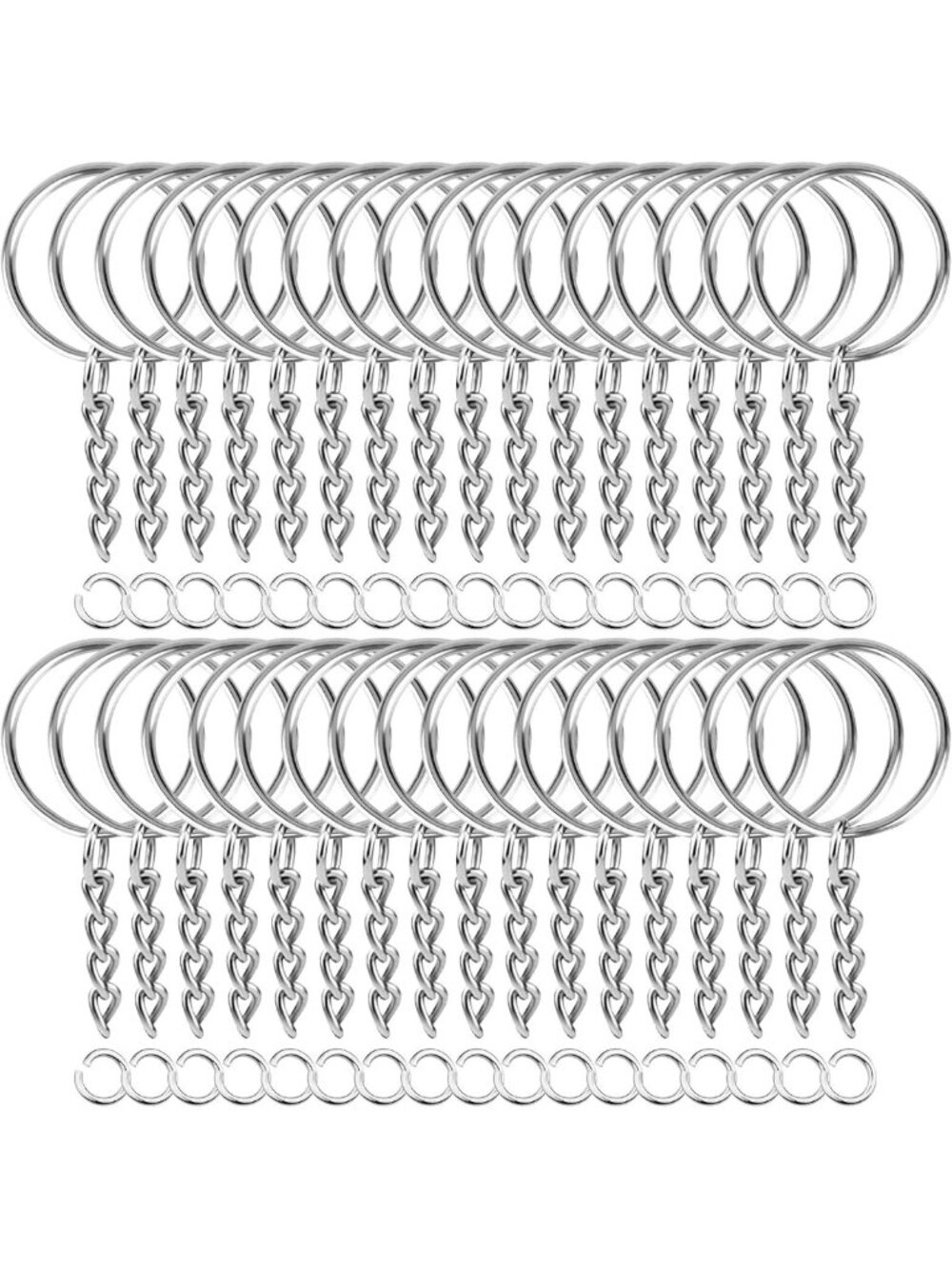50Pcs Keychain Rings Kit with Chains & Jump Rings for DIY Crafts & Supplies